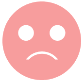 red sad face on white background